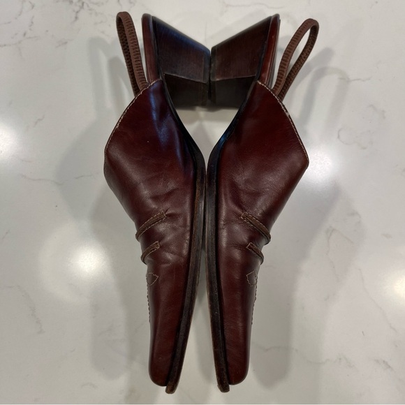 Brown Leather Slingback Heels - Picture 5 of 10